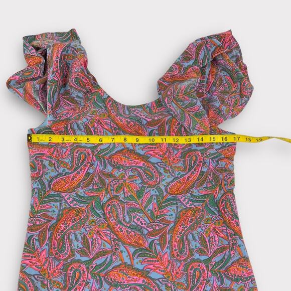 J. Crew Vibrant Paisley Ruffle Silk Dress Size 2 - Picture 5 of 8